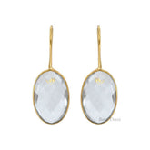 Crystal Quartz Oval Gemstone Earrings - Gold Plated Earrings - 925 Sterling Silver Dangle Earrings - Gift for Her - 12x20mm Gemstone Earring